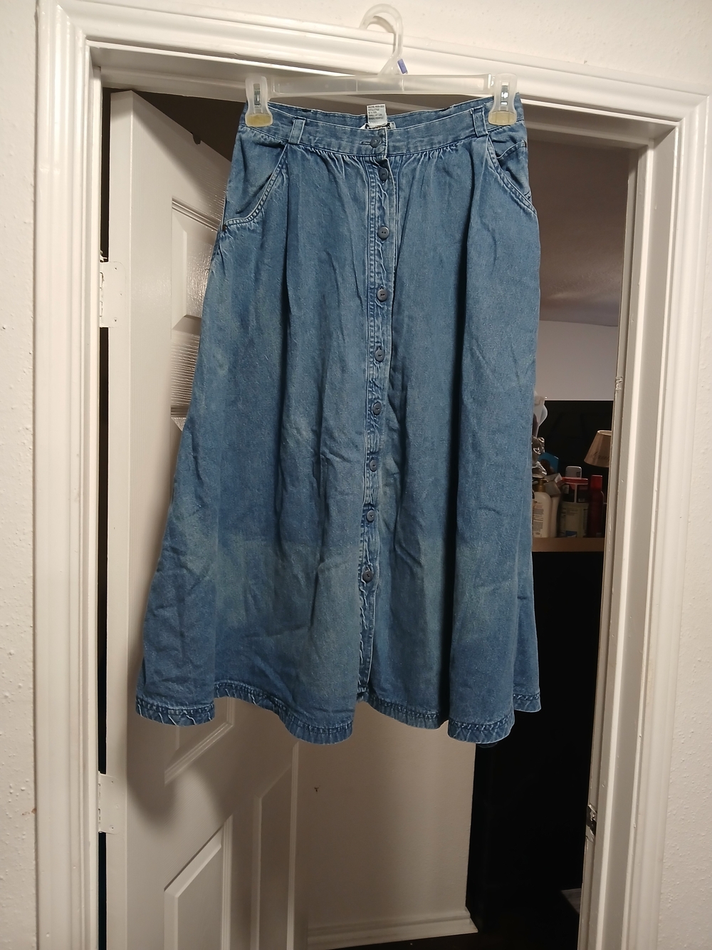 Women's Blue Button Vintage  Denim Skirt